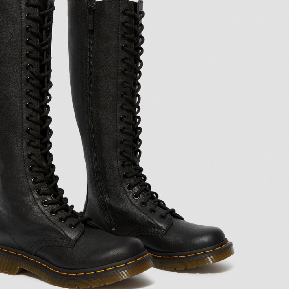 Dr. Martens Women's 1B60 20-Eye Black Virginia Leather High Boots - Picture 3 of 7